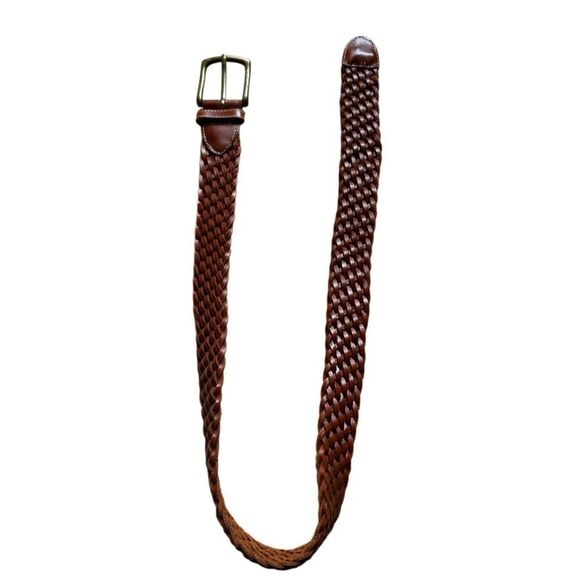 Cherokee 1990s Vintage BrownCognac Leather Woven Belt Boho Western Retro Classic main image 4
